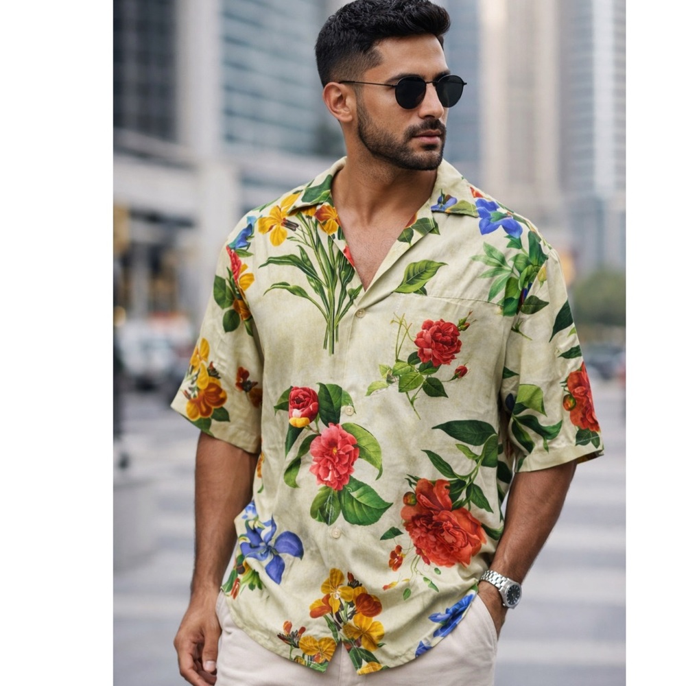 PERTE D' EGO Men's Les Botanist Half Sleeve Shirt Tropical Vacation Resort XXL